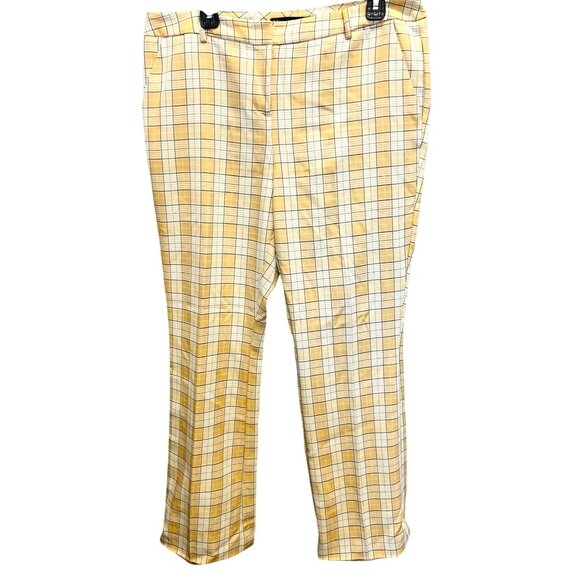 Yellow Plaid Straight-Leg Pants By New York & Company Womens Size 12 - Picture 1 of 4